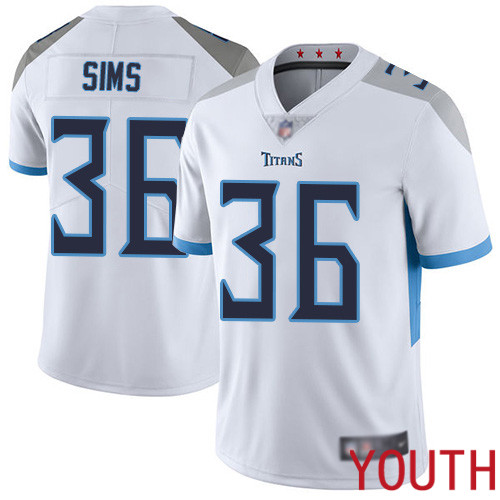 Tennessee Titans Limited White Youth LeShaun Sims Road Jersey NFL Football 36 Vapor Untouchable